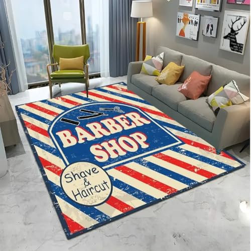 SHAOPENGA Zone Tapis Barber Shop Crâne Vintage Signe Tapis Tapis pour Maison Salon Chambre Canapé Paillasson Décor Tapis 140X200Cm