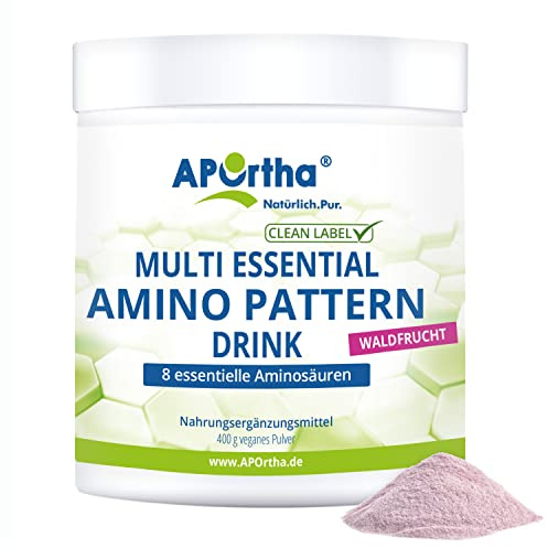 APOrtha® Multi Essential Amino Pattern – 400 g Waldfrucht-Drink mit 8 essentiellen Aminosäuren nach Prof. Dr. Lucà-Moretti, ausgewogenes Aminosäuren-Profil, EAA Pulver, ohne Zuckerzusatz