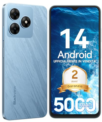Blackview 2025 Handy Ohne Vertrag 2 Jahre Garantie, Akku 5000mAh, 6GB+64GB/2TB SD, Octa Core 6,56 HD+, 13MP+8MP Kamera, 4G Dual SIM Smartphone Ohne Vertrag Günstig Simlockfreie, GPS