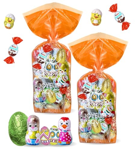 Assortiment de Chocolats de Pâques | 2 Sachets de 15 friandises : Kinder Schokobons, Figurines et Oeufs | Idéal à Offrir, Cacher ou comme Décoration de Pâques