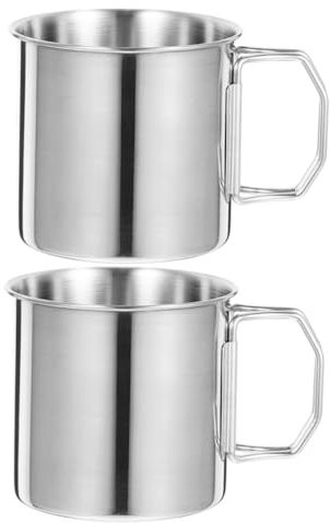 BESPORTBLE 2pièces Tasse à Café de Camping Pliante Acier Inoxydable Mug Portable avec Poignée Rétractable pour Activités de Plein Air et Usage Quotidien