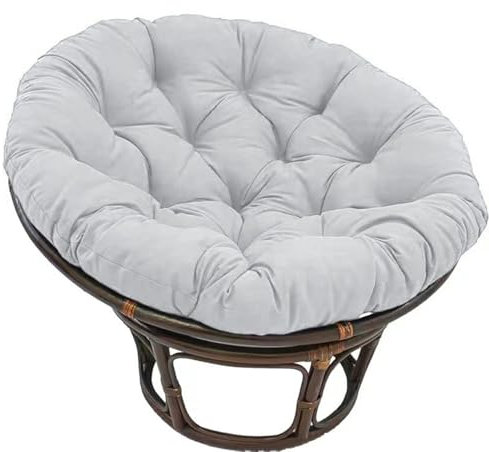 Generisch Papasansessel Kissen Outdoor, Wasserdicht Hängesessel Kissen Rund Sitzpolste, Gemütliches Stuhlauflage Abnehmbar Sitzkissen, Für Gartenstuhl, Rattansessel,Schwingsessel,Light Gray,170cm