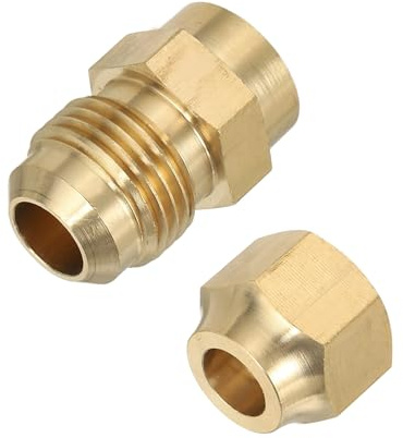 PATIKIL Raccord de Tuyau en Laiton, Apdateur à Filetage Mâle 3/8 avec Écrou, Raccords Tuyauterie pour Système HVAC Climatisation Chauffage Plomberie Réfrigération, Diametre 9.52mm