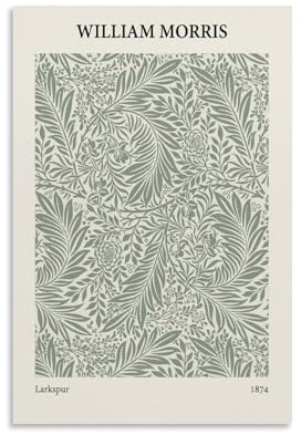 LHFIER Larkspur By William Morris Posters Canvas Print Aesthetic Wall Art Modern Home Decor for Bedroom Living Room12x18inch(30x45cm) Unframe-style