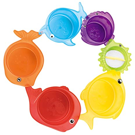 FRCOLOR 1 Satz Bunten Stapelbechern für Kartonfische Badewannenspielzeug für Kreativen Spielspaß Geeignet für Strand Badewanne und Mehr