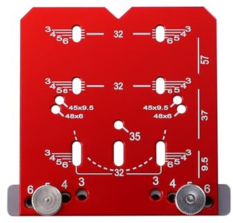 Gabarit de charnière de Porte, Guide de Montage de charnière de Porte d'armoire en Alliage d'aluminium, gabarit de perçage de 35 mm pour Le Travail du Bois (Rouge)