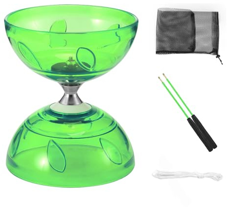 KQWVZ Diabolo con Cuscinetti a Sfera, Set Diabolo A Triplo Cuscinetto, Carousel Diabolo Set con Luce LED, 4 Colori Lampeggianti, con Corda di Ricambio, Sacchetto a Rete, Diablo Set per Principianti