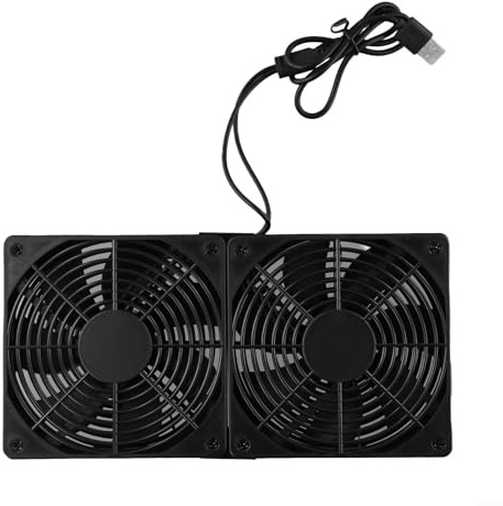 MeevrgR Double ventilateur de refroidissement USB 120 mm, radiateur axial silencieux 5 V pour routeur, PC, ordinateur portable, récepteur AV et appareils électroniques, faible bruit 19 dB 2000 tr/min