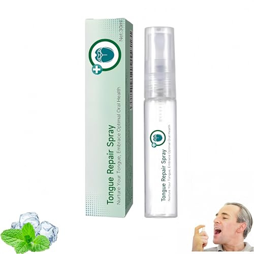 GlosShield Spray Reparador de Lengua, Alivio para el Dolor de Lengua, Spray para el Aliento con Menta, Sprays que Refrescan el Aliento Rápidamente, Alivio Instantáneo de la Sequedad Bucal (1Piezas)