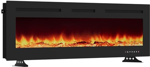 Elektrokamin, Elektrischer 3-in-1 Stand-, Wand- Oder Einbaukamin Mit 3D Flammeneffekt Und 12 Flammenfarben, 900w/1800w Kamin Mit Fernbedienung, Timer & Thermostat, Schwarz