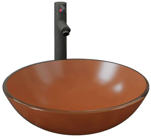 Generico Lavandino con Rubinetto e Piletta in Vetro Temperato Marrone,Articoli di ferramenta,Prodotti Idraulici,Articoli Idraulici,Lavandini,Lavandini Bagno,Marrone,8.23 kg,3098457
