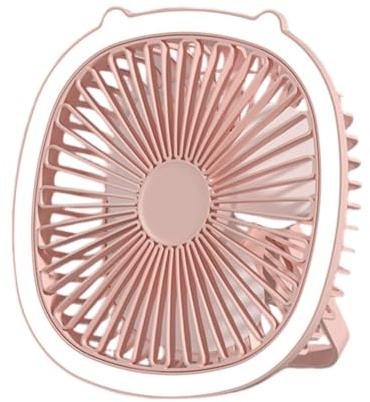 ENEN Ventilador de Escritorio USB, Portátil Ventoinha Escritorio 3 Velocidades Mini Ventilador de Mesa Silencioso para Cocina, Dormitorio, Viajes, Oficina, Interior y Exterior (Rosa,19.5x19.5x7.5cm)
