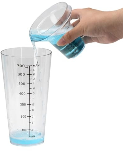 Misurino - Contenitore per bottiglia di miscelazione da 700 ml | Misurino per tinture per capelli e liquidi per autolavaggio con | Tazze di miscelazione shaker a due per la pulizia della c