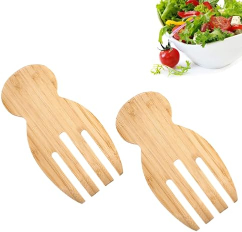 2-Piece Wooden Salad Servers Set | Salad Serving Spoons and Forks for Mixing and Tossing