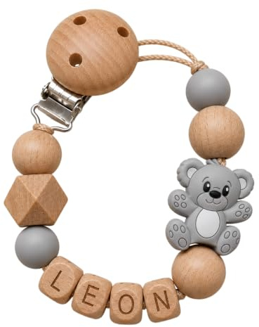 Individuell gestaltetes Babygeschenk personalisiertes baby geschenk mit Namen für Mädchen oder Junge Baby Geschenk personalisiert zur Geburt & Taufe Bär Grau