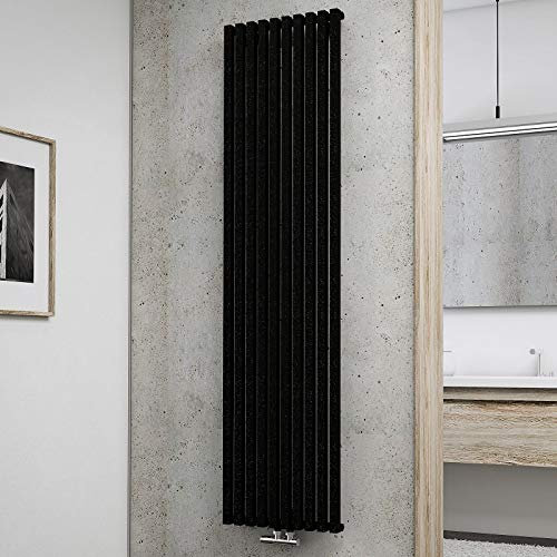 Schulte Design-Heizkörper Lyon, 180 x 46 cm, 1094 Watt Leistung, Mittelanschluss, Pearl-Schwarz, Wohnraumheizkörper Für Zweirohr-Systeme