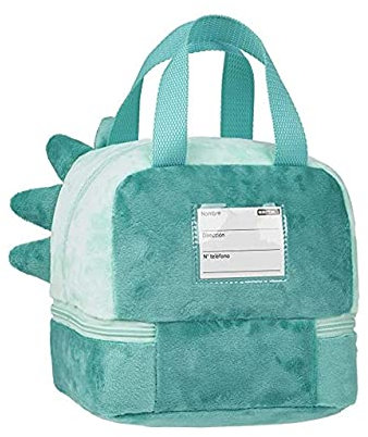 Portamerenda borsa Dinosauro verde ASILO doppio scomparto + omaggio portachiave con paillettes