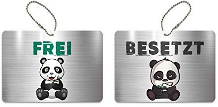 Türschild BESETZT FREI Schild WC Kinderzimmer Deko Anhänger Wendeschild 14,8 cm x 10,5 cm Panda Pandabär Symbole