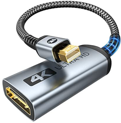 WARRKY Adattatore Mini DisplayPort a HDMI 4K, (Alta velocità, 2K 60Hz, 1080P 120Hz) Adattatore Thunderbolt a HDMI, Compatibile con MacBook Air/Pro, iMac, Surface Pro, monitor/proiettore/TV