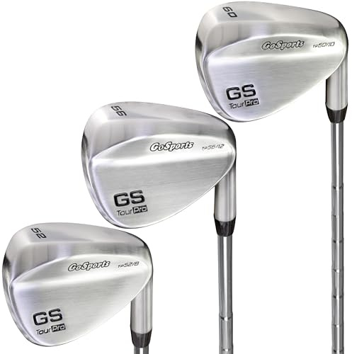 GoSports Tour Pro Golf Wedge Set - Inkluderar 52 graders mellanrumskil med 56 graders sandkil och 60 Lob kil i satin eller svart finish (högerhänt)