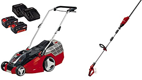 Einhelleinhell 3413130 Kit Tagliaerba A Batteria Ge-Cm, 43 Li M, Rosso, Nero & Tagliasiepi Telescopico A Batteria Ge-Hh 18/45 Li T-Solo Impugnatura Principale Inclinabile