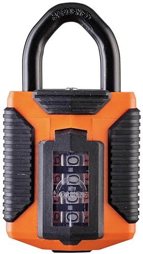 Squire Heavy Duty Padlock (CP50) - Toughest Steel Shackle - 4 Wheel Combination Padlock - Alloy Steel for Corrosion Resistance - Weatherproof Lock for Home, School & Garage (Orange, 50mm)