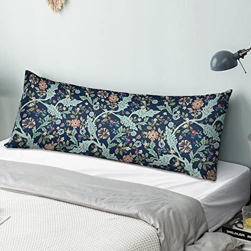 Obal William Morris Körperkissenbezüge, originelles Design, Samt, langer Nackenrollen-Kissenbezug, Schwangerschaft, orthopädische Stützkissen (Doppelbett 137 cm, Blaugrün Wilhelmina)