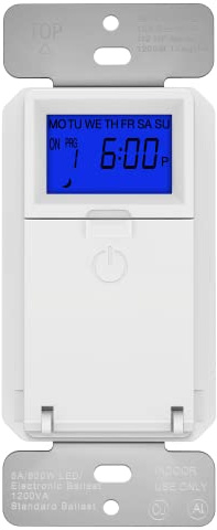 TOPGREENER Digital Astronomic Timer Switch, 7-Day Programmable Sunrise Sunset Timer for Lights, Fans, & Motors, Single-Pole or 3-Way, Neutral Wire Required, UL Listed, TGT01-HN-W, White