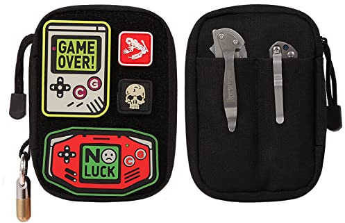 EDC Pocket Organizer With Loop Surface for DIY, Multifunctional Small Tool Pouch, Nylon Multitool Organizer for Tools (TK04 Black)