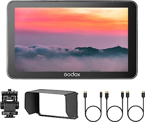 Godox GM6S 5,5-Zoll-4K-Kameramonitor mit Sonnenblende | 1200 Nits Helligkeit, IPS-Touchscreen, benutzerdefinierte 3D-LUT, Fokusunterstützung, drei Stromversorgungsoptionen