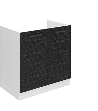 Belini Unterschrank Küche, Spülenunterschrank 80 cm Breite. SDZ Küchenunterschrank ohne Arbeitsplatte. Spülenschrank mit 2 Türen, Königliches Ebenholz
