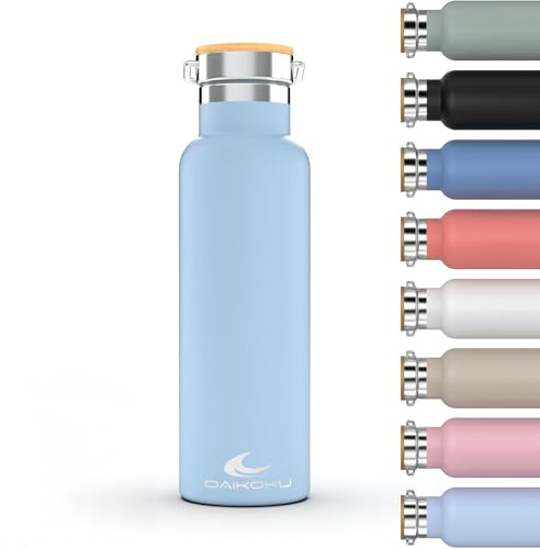 Daikoku Flasche, Doppelwandige Thermosflasche aus Edelstahl, Thermosflasche, die Getränke stundenlang heiß oder kalt hält, zwei Verschlüsse