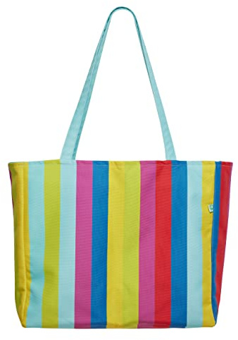 Dedoles Bolsa de playa grande para mujer, bolsa de baño, divertida bolsa de playa, resistente al agua, rayas de verano.