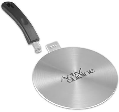 ACTIV CUISINE 5.5 Inch Heat Diffuser Stainless Steel Induction Adapter Plate Removable Handle Coffee Milk Cookware Induction Hob Heat Cooking Diffuser for Electric Stove