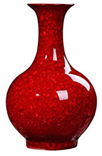 Vasen Vase Keramik Kunsthandwerk Rote Wasserperlen Glasur Büro Wohnaccessoires (38 * 24cm) for Blumen Deko