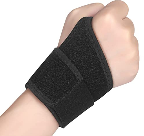 Wrist Supports Compression Wrist Brace Adjustable Carpal Tunnel Support for Women and Men Left Right Hand Support Strap for Joint Pain, Arthritis, Tendonitis, Wrist Sprain, Sports (Black, Right)