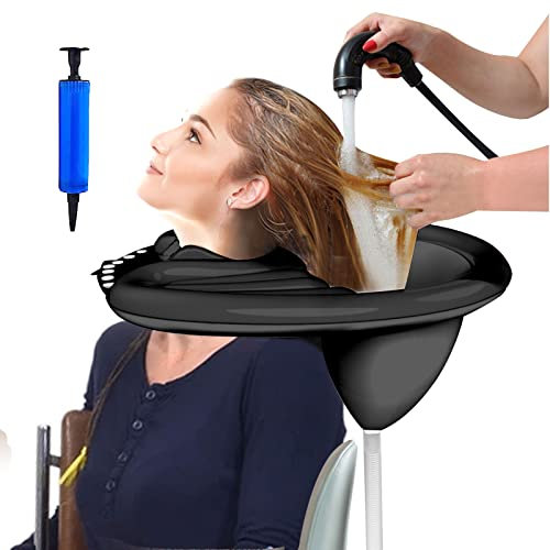Lavabo portable pliable en PVC pour les personnes âgées, handicapées, femmes enceintes, enfants, personnes âgées au lit et à la maison (noir)