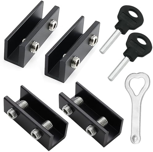 4 Piezas Cerradura de seguridad para ventana corredera ajustable,Cerradura de Ventana Corredera Negra,con Cerradura de Seguridad y Llaves Protección de Seguridad de Niños