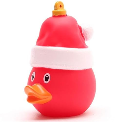 Weihnachtsbaum-Kugel mit Mütze - inkl. Gummienten-Schlüsselanhänger im Set I Badeenten Baumschmuck I Geschenk Weihnachten I Geschenk Nikolaus I Adventskalender