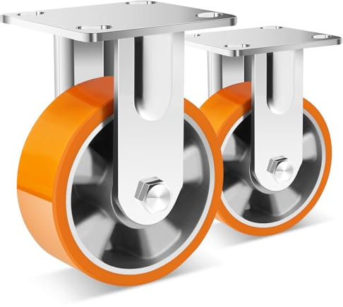 W B D WEIBIDA 125mm Rotelle per Mobili Pesanti, Capacità 450KG per Pezzo, Ruote in Poliuretano Durevoli e Robuste, Ruote Fisso con Nucleo in Alluminio, Ruote per Mobili o Industriali, Set di 2