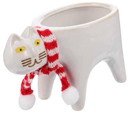 BESPORTBLE Katzen Keramik Blumentopf einmachgläser Haushalt schmücken Statue Pflanze Dekorationen Weiß