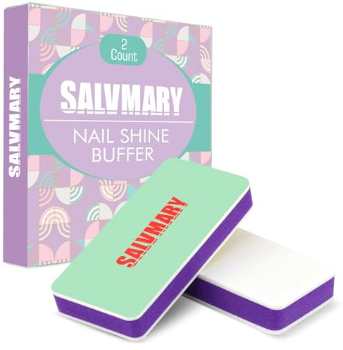 SALVMARY Nail Shiner Buffer Block - 400/3000 Grit Nail Shine Buffers & Smoothers Buffing Block File Manicure Tools for Natural Nails 2 Count