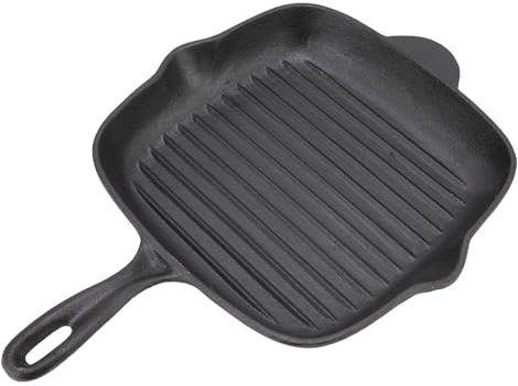 Poêle à Gril Carrée, Poêle à Steak, Marmite en Fonte de Grande capacité, Poêle à Crêpes, Poêle à Gril en Fer pour Accessoire de Cuisine (28CM)
