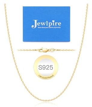 Jewlpire 14K Gold Plated Chain Necklace for Women, 1.1mm Cable Chain Necklace 14K Gold Plated Chain for Women Comfortable Women's Chain Necklace 18 Inch