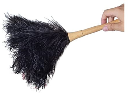 plumeau, plumeau à plumes, Ensemble plumeau Chine plumeau qualité 16 pouces plumeaux d'autruche avec manche en bois for le nettoyage des meubles poignée plumeaux brosses (Couleur : Gris) ( Color : Bla