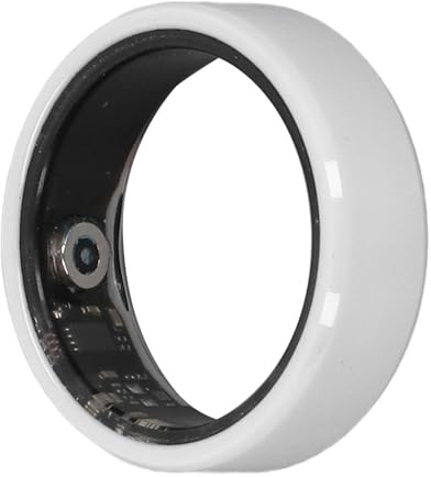 ASHATA Fitness Smart Ring White, Health Tracker to Monitor Pedometer Sleep Data APP, IP68 Waterproof for Men Women, 7 Days Battery Life (US Size 10)