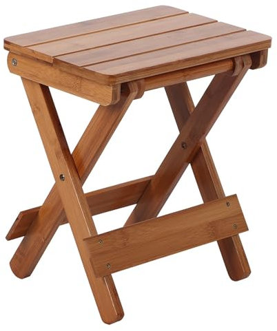 Eujgoov Bambus-Klapphocker, Tragbarer Hocker, Klapphocker, Klapphocker, Quadratischer Hocker für den Außenbereich, Klappmöbel, Angelstuhl, Sitz Zum Rasieren, Dusche, Fußstütze