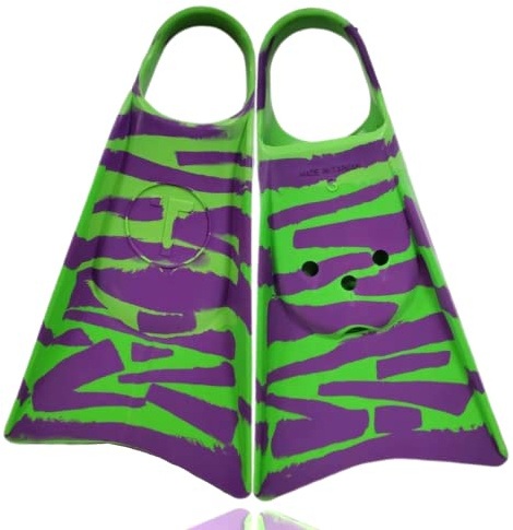 Tribe T2 Swimfins for Youth Kids Women Adult Snorkeling Bodyboarding Surfing and Swimming - Green/Purple - MS