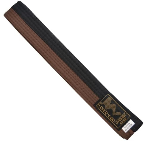 TEKKA BUDO Ceinture pour sports de combat Marron/noir divisé au milieu 2 couleurs – Ceinture de Budo à moitié rayée, karaté, judo, taekwondo, ju-jutsu – 260 cm