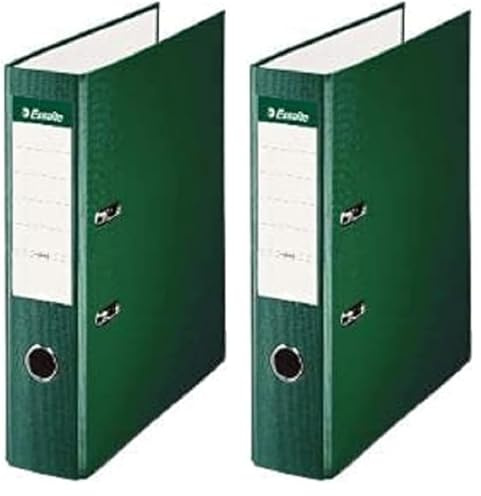 Esselte, classeur à levier, jaquette de plastique recouvert, A4 - dos 7,5 cm - vert (Lot de 2)